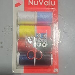 NuValu Home Sewing Thread Set with Scissors and Buttons